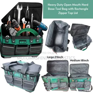 Tool Bag Heavy Duty Open Mouth Hard Base With Rectangle Zipper Top Lid