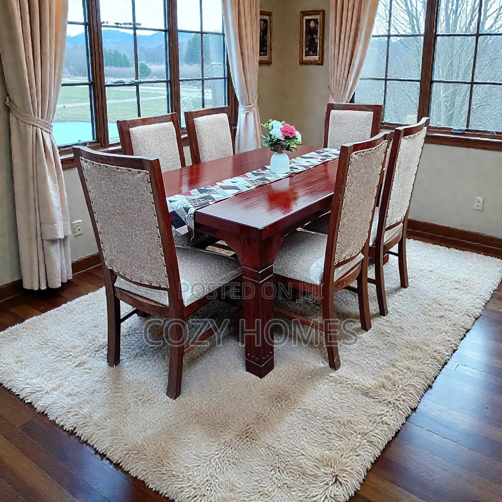 Dining Set a Premium Walnut Brown 6 Seater Dining Set