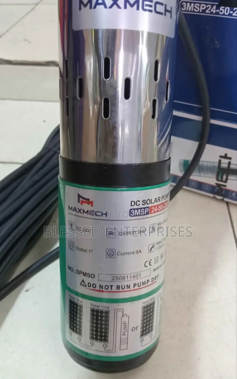 250 Watts 24v Submersible Maxmech Solar Pump