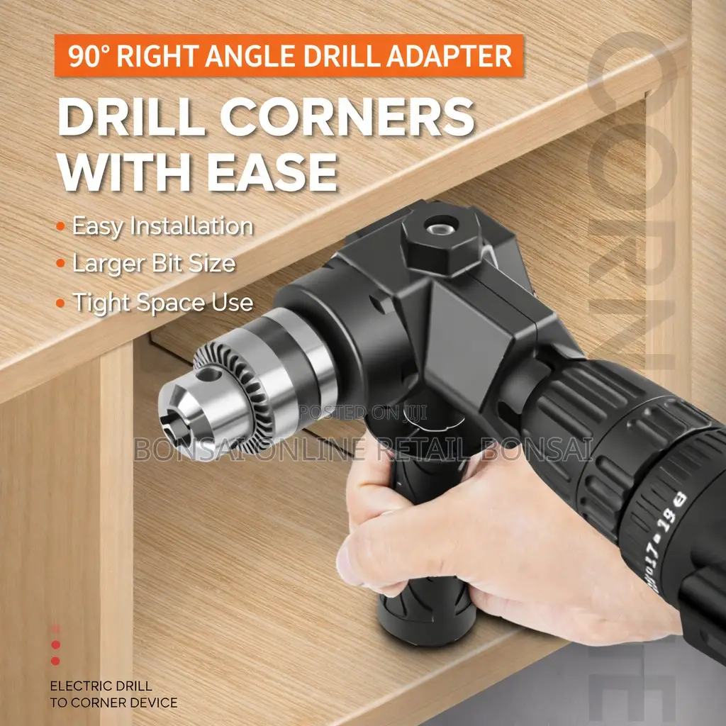 90 Degree Right Angle Drill Attachment With Keyed Chuck