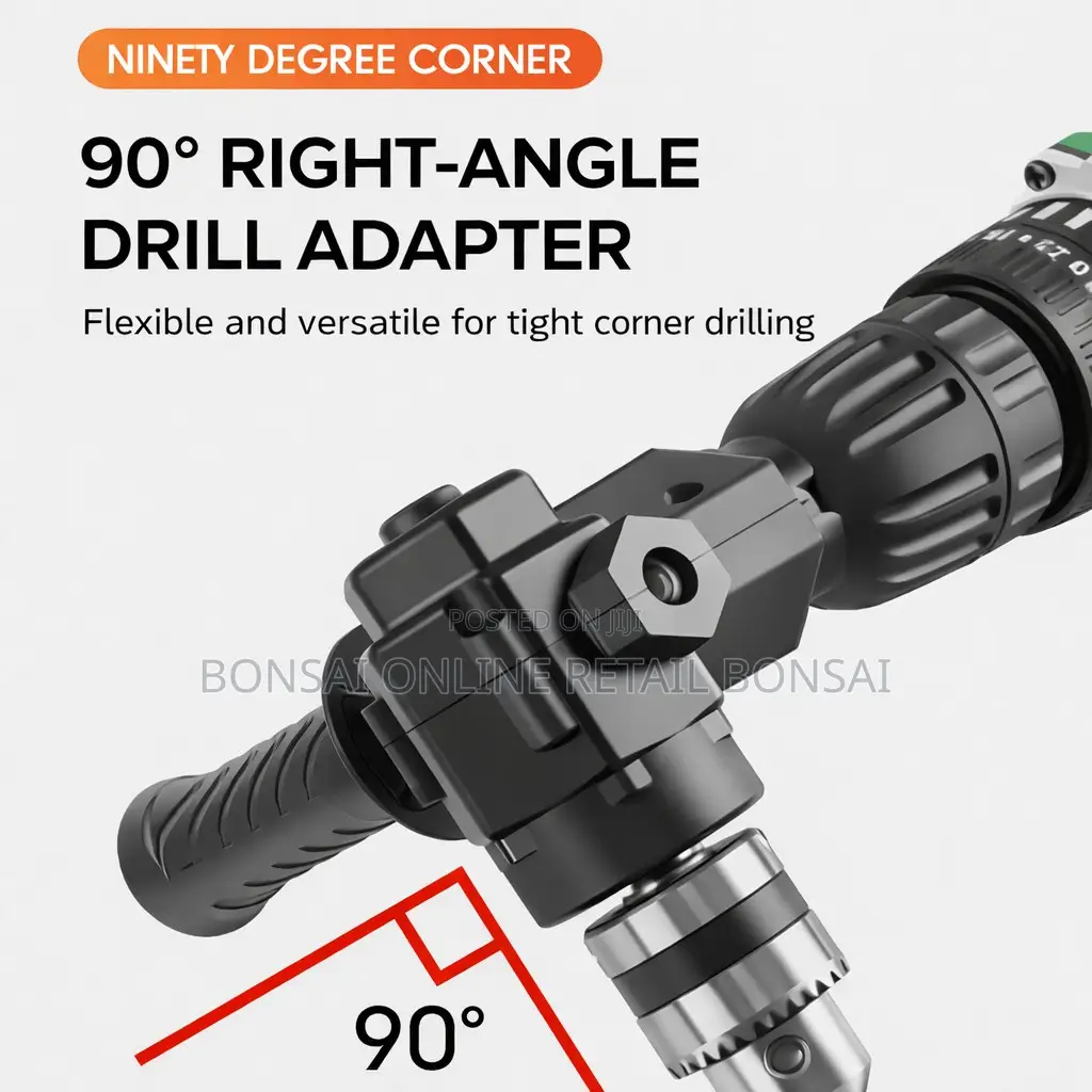 90 Degree Right Angle Drill Attachment With Keyed Chuck