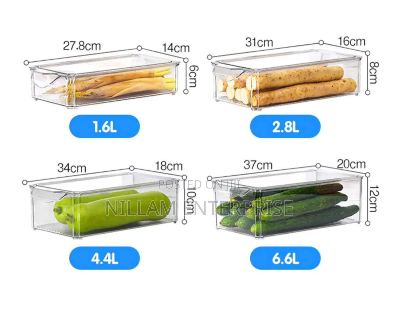 4 PCS Big Capacity Bpa-Free Stackable Acrylic Fridge Organizer
