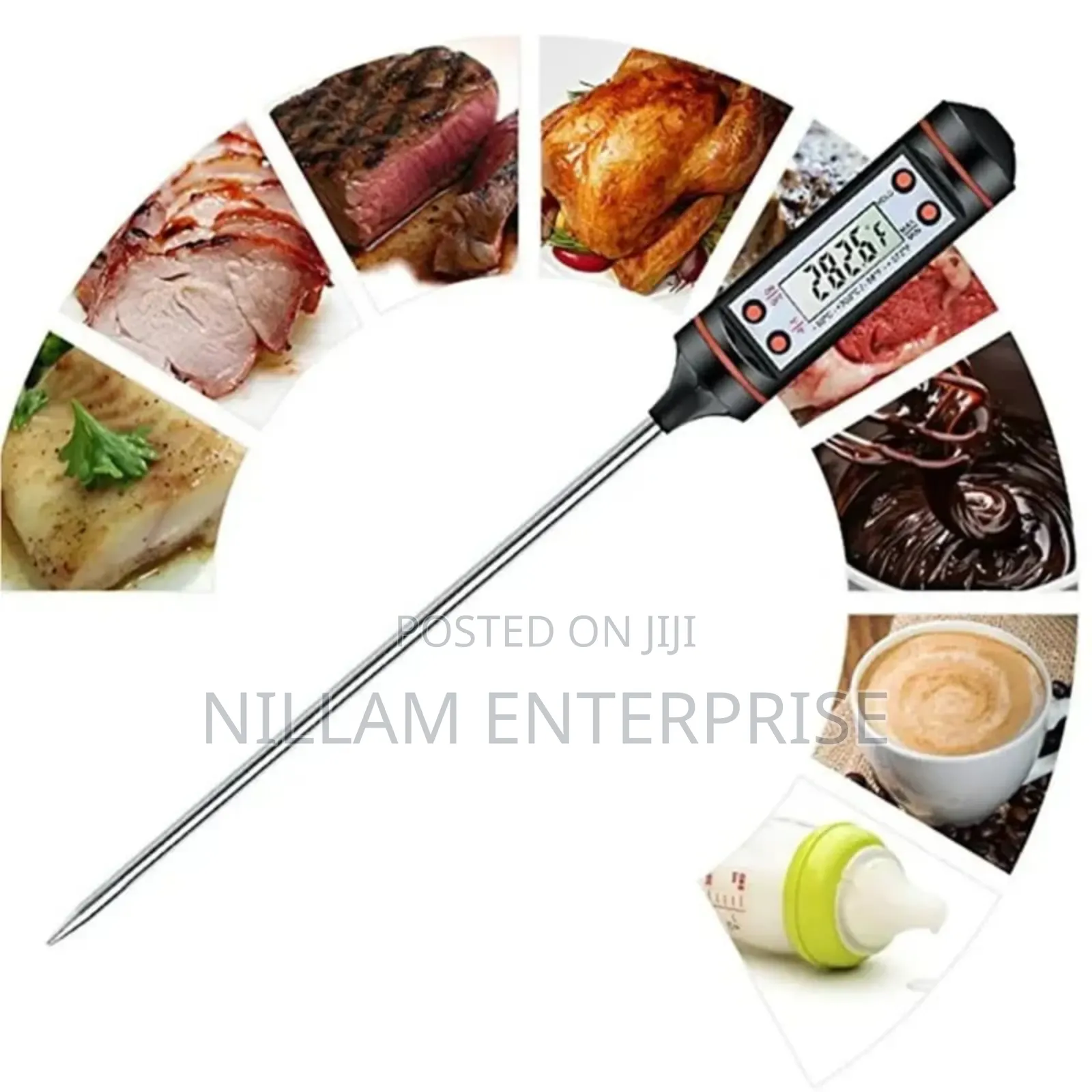 *Digital Food Thermometer Battery Operated With Led Display