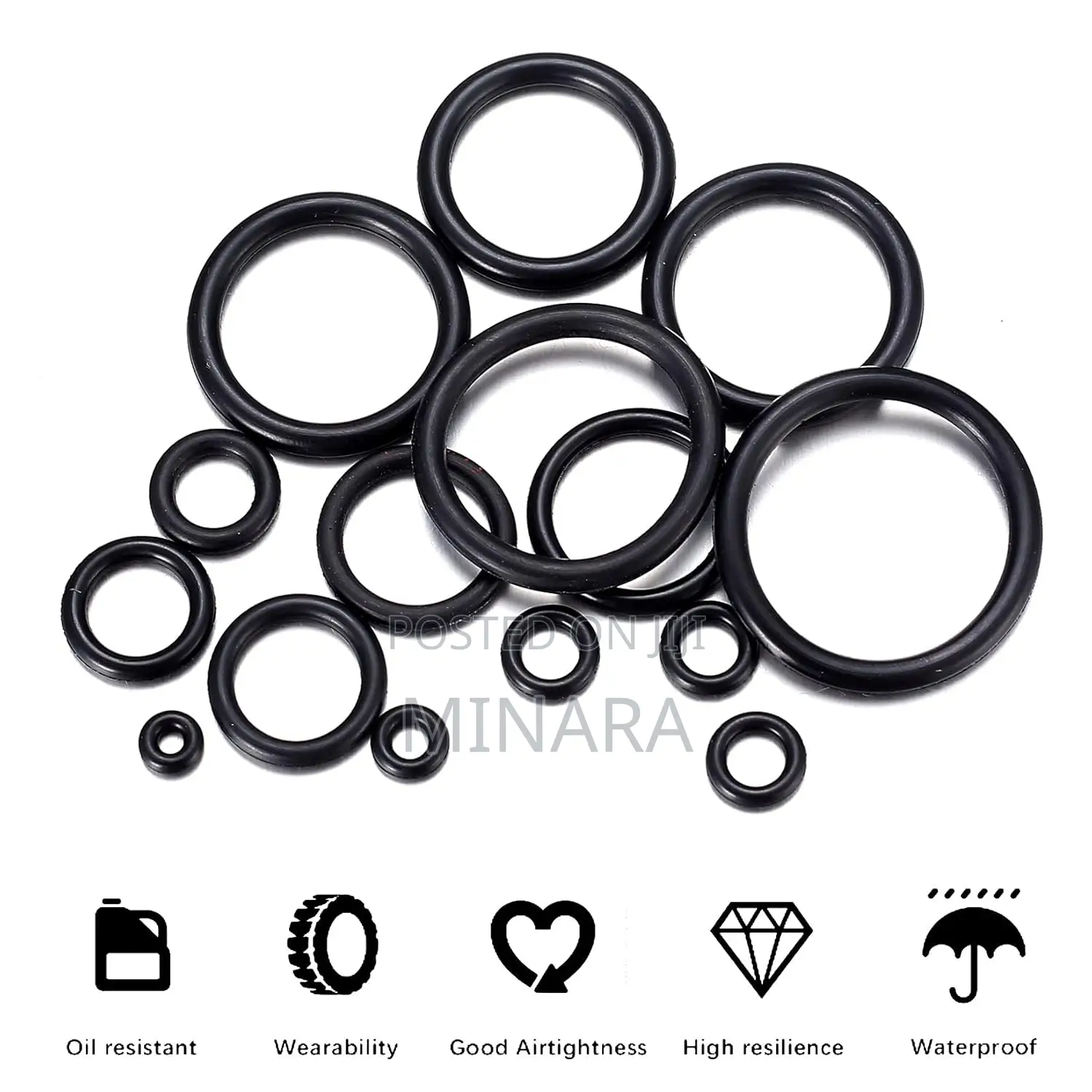 200 Pcs, O-Ring Seals, 15 Sizes, Nitrile Rubber Gasket Washers