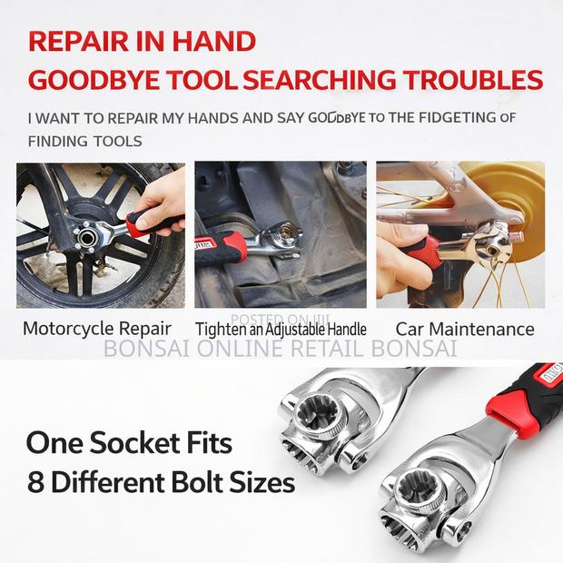 52-in-1 Universal Socket Wrench, Multi-Functional Rotary Dog Bone Tool - thumbnail 3