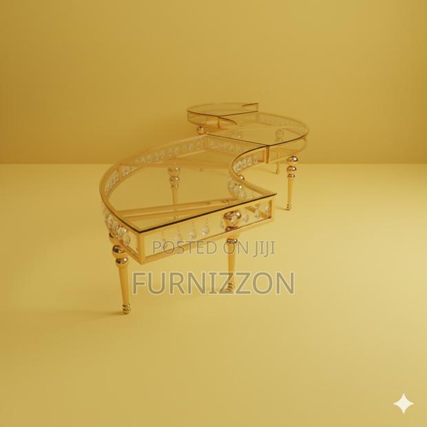 High Quality Gold Moon Table With Glass Top – Luxury Finish