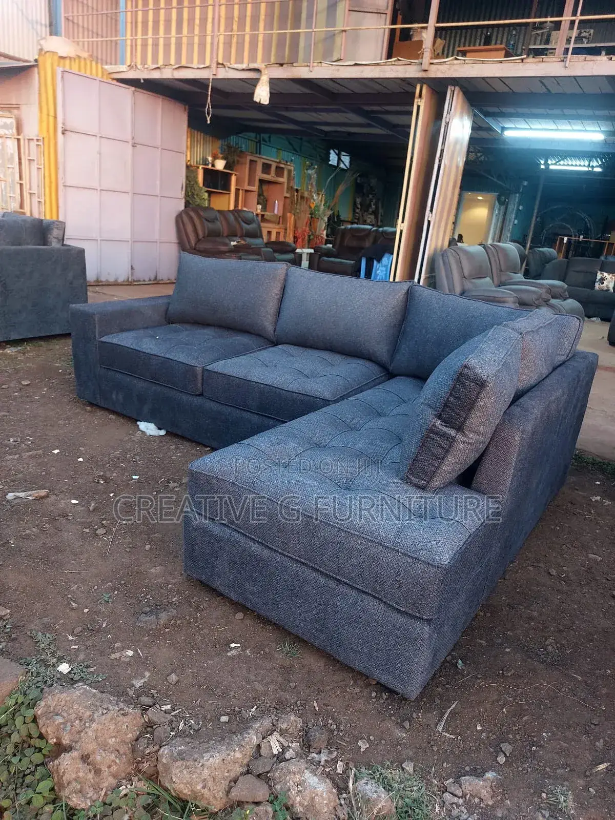 A Comfortable Gray L-Shape Sofa