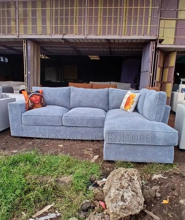 A Fancy Gray L-Shape Bubble Sofa
