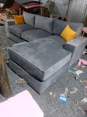 A 6 Seater Grey L-Shape Sofa - main view