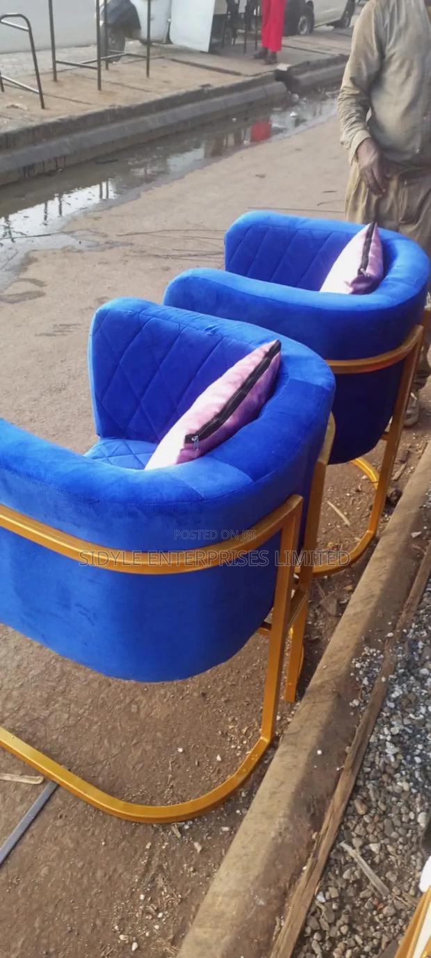 Blue Styling Chair With Throw Pillows - thumbnail 2