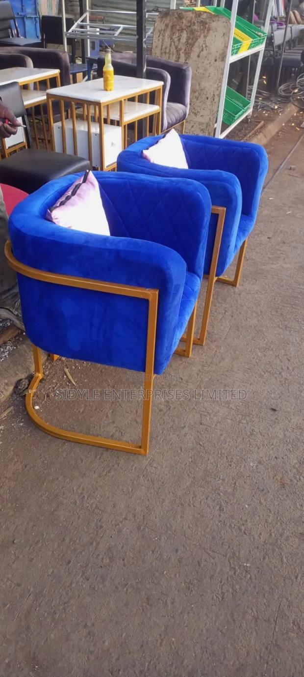 Blue Styling Chair With Throw Pillows - thumbnail 4