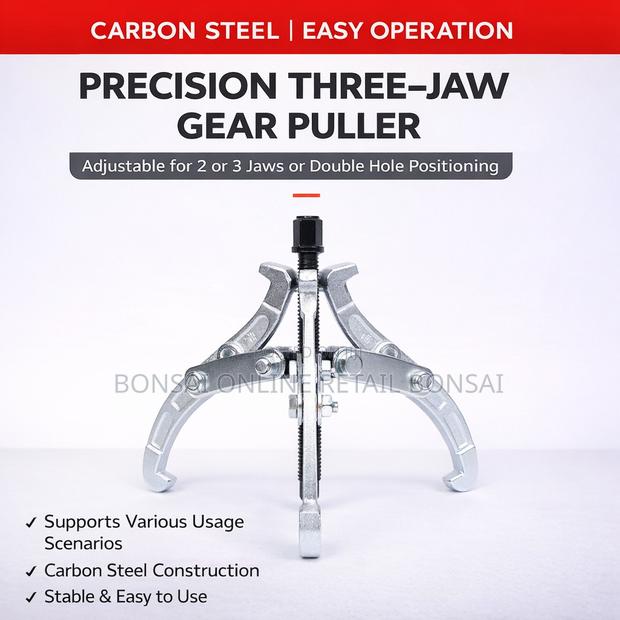 Three-Jaw Gear Puller, Carbon Steel Bearing Pulley Removal Tool - thumbnail 2