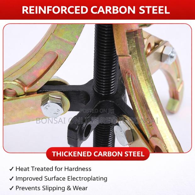 Three-Jaw Gear Puller, Carbon Steel Bearing Pulley Removal Tool - thumbnail 3