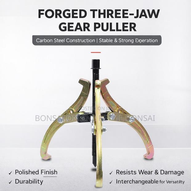 Three-Jaw Gear Puller, Carbon Steel Bearing Pulley Removal Tool - thumbnail 4