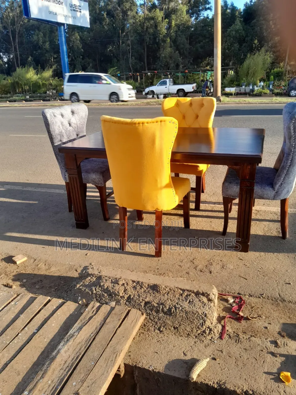 4-Seater Upholstered Dinner Table Set
