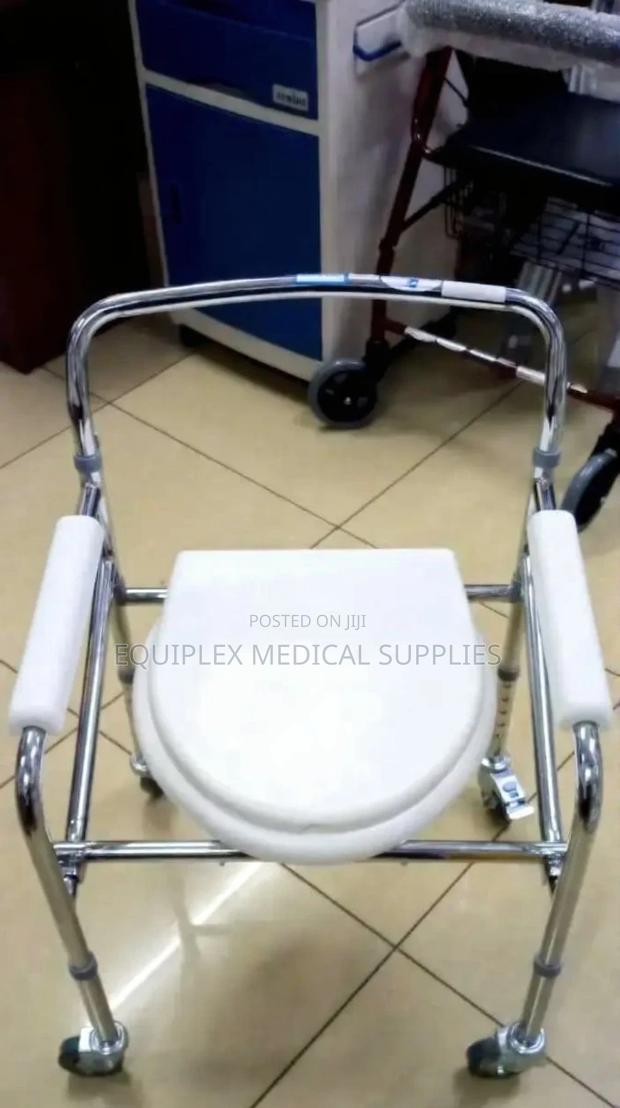 Foldable Commode Chair With Wheels (Portable Convenient)