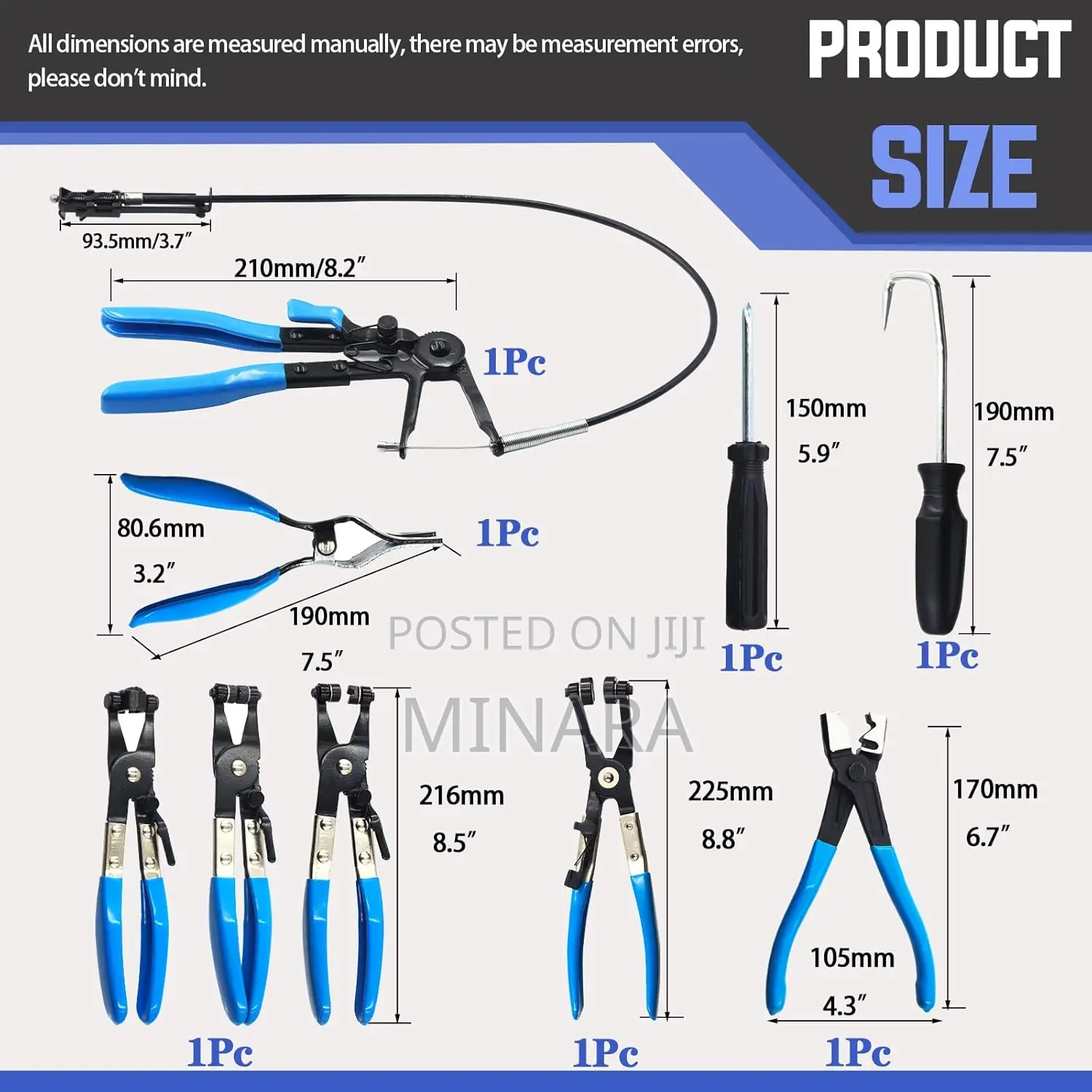 9 Pcs, Automotive Hose Clamp Pliers Set Fuel,Oil,Water Hose Removal