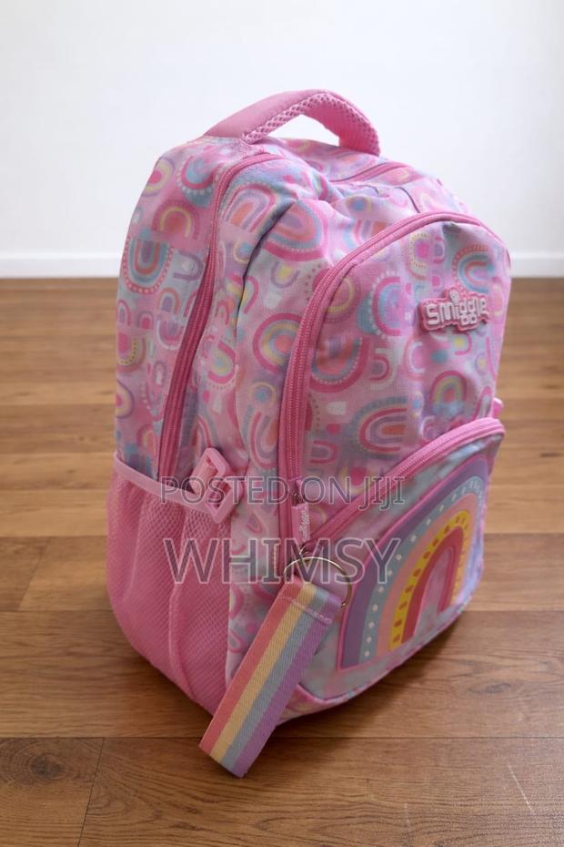 Pink Smiggle Classic Backpack With a Rainbow Print. - main view