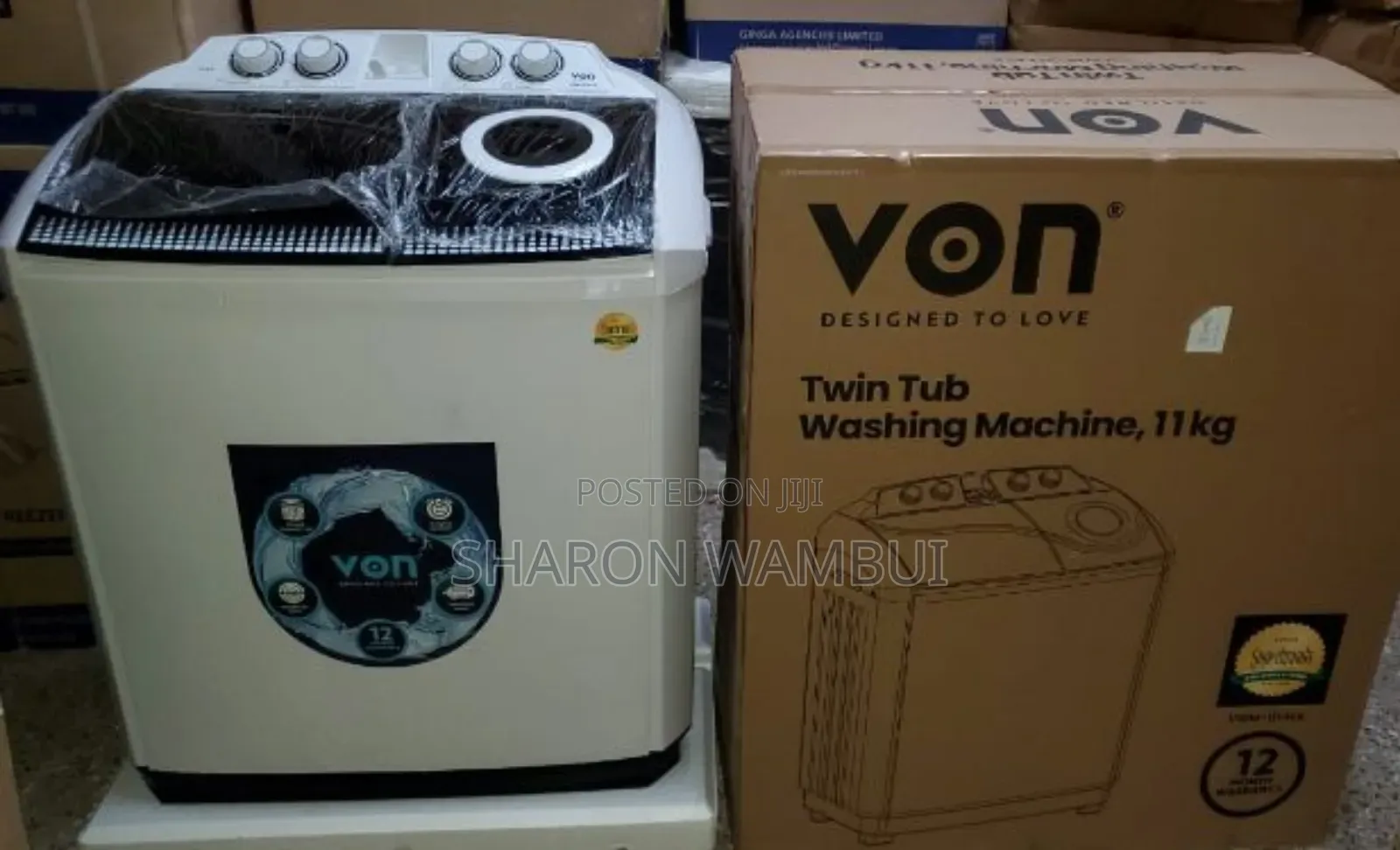 New Von 11kgs Twin Tub Washing Machine /11kgs Von Washing Machine