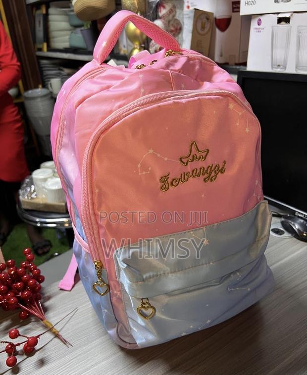 Pink and Blue Backpack With a Constellation Pattern. - main view