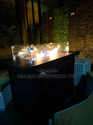 Rectangular Outdoor Propane Gas Fire Pit Coffee Table - thumbnail 2