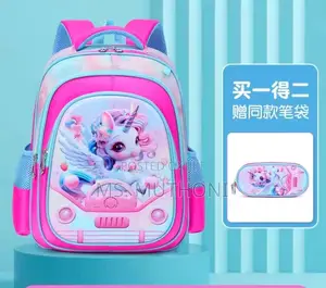 High-Capacity 3d Cartoon Two-Piece School Backpack Set