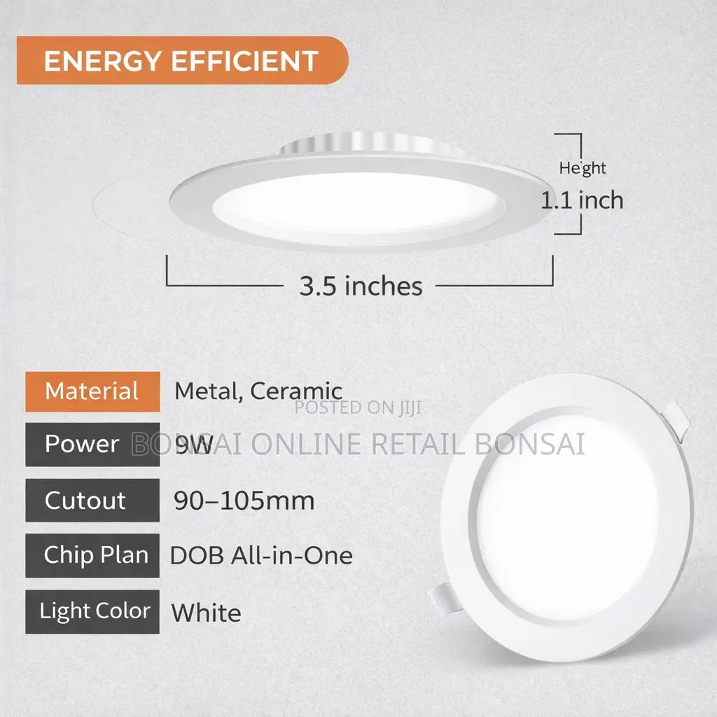 3.5” Led Downlight 9w Ultra-Thin Recessed Ceiling Light White