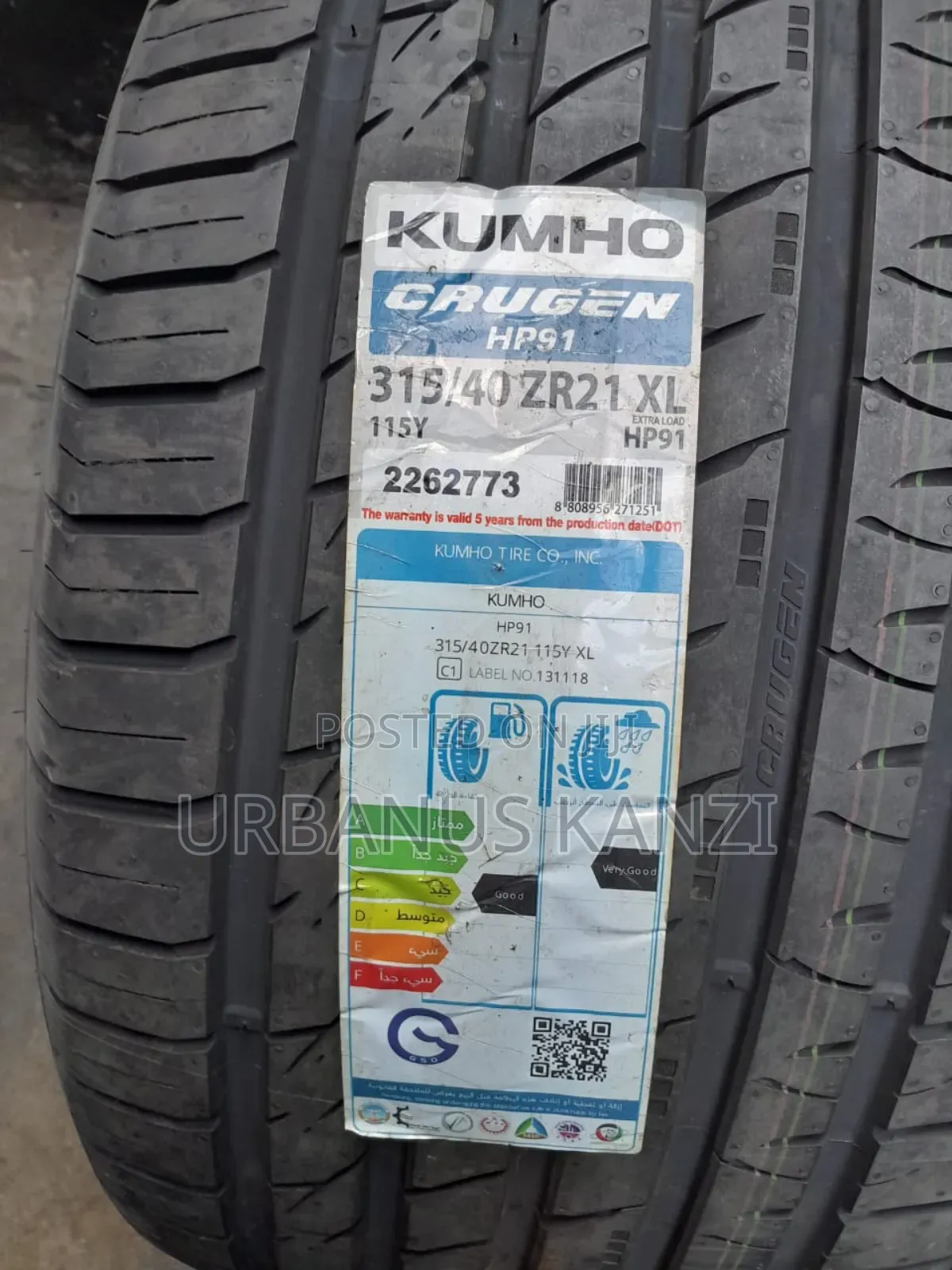 315/40 Zr 21 Kumho Tyre