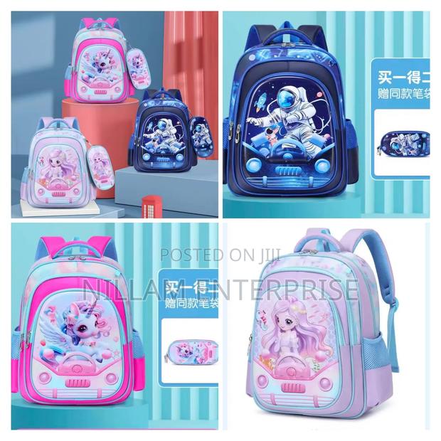 High-Capacity 3d Cartoon Two-Piece School Backpack Set