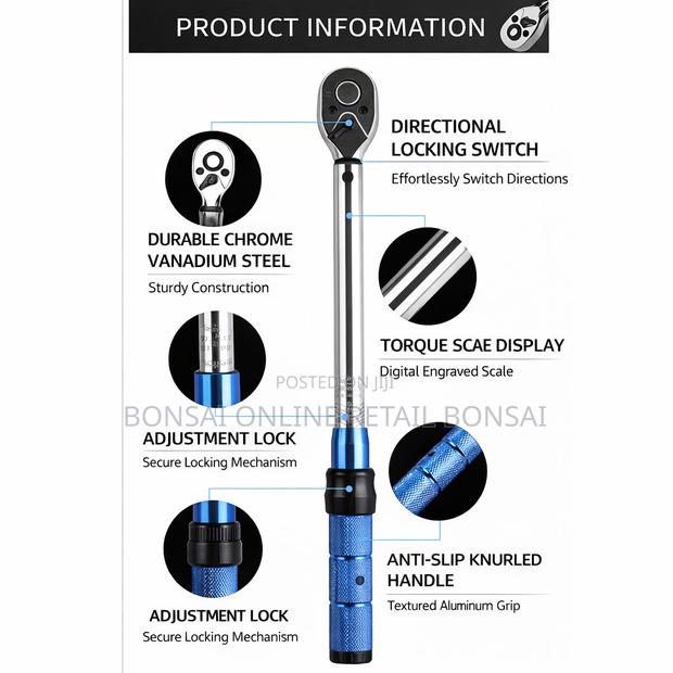 1/2′′ Drive Torque Wrench 20–210nm Click Type With Case - thumbnail 3