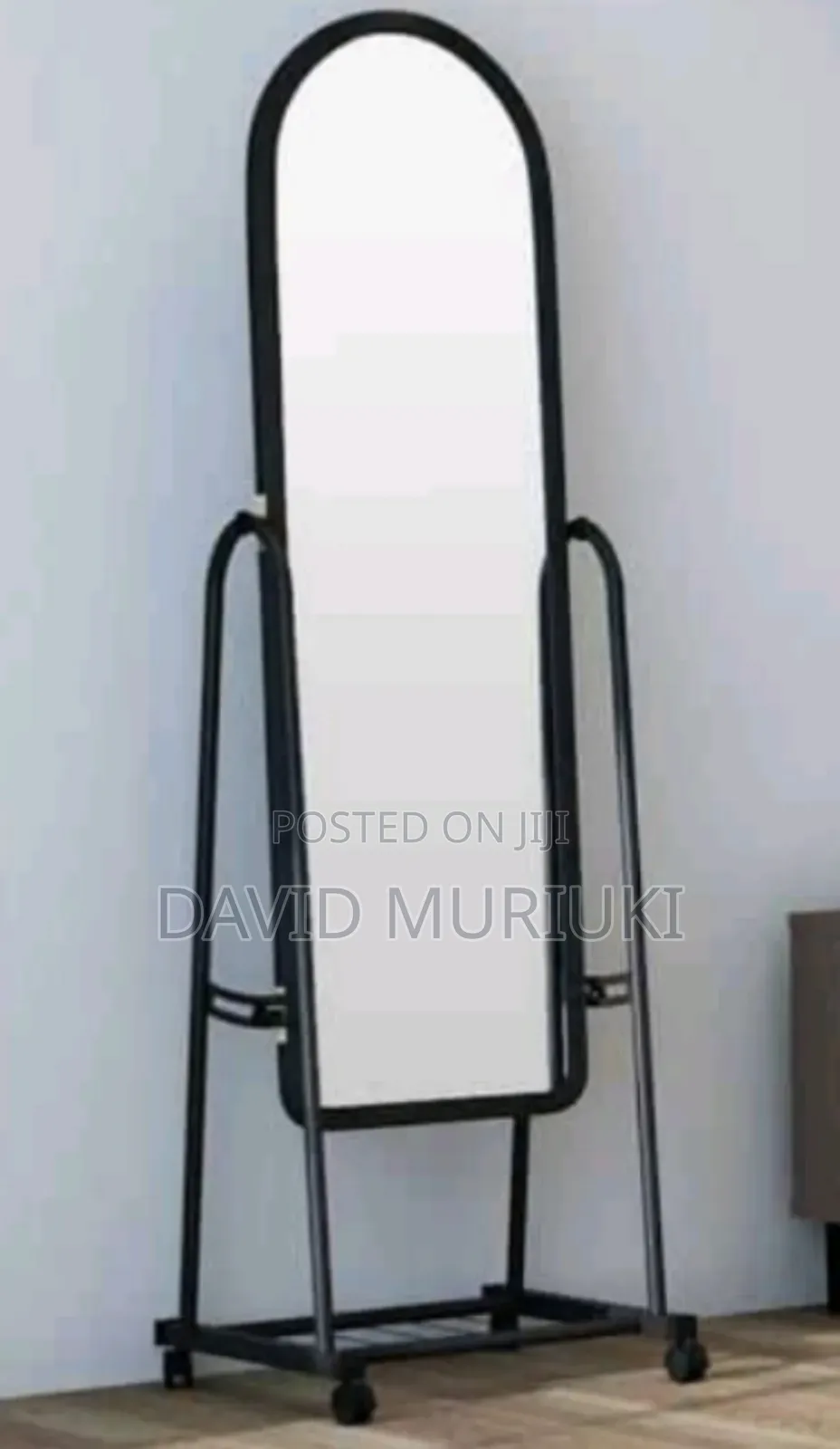 White Full Length Dressing Mirror With Wheels and Large Shoes Rack