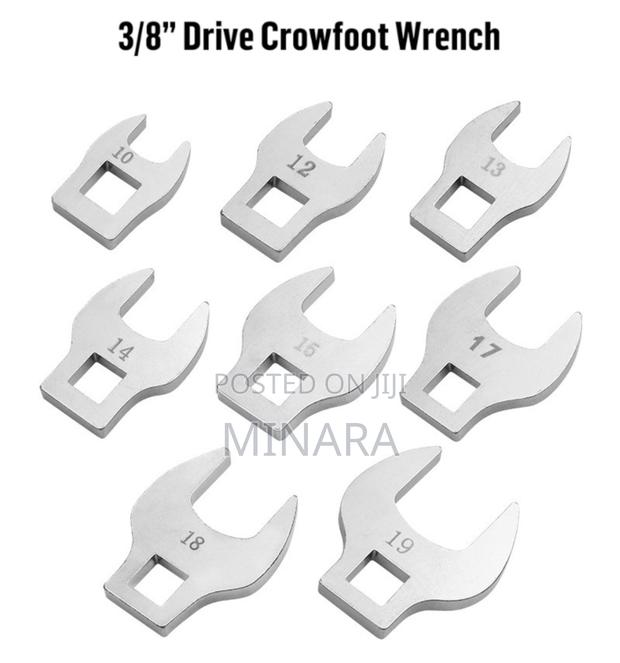 8 Pcs, Crowfoot Wrench Set, 3/8" Drive, Flare Nut Spanner Set,10–19mm