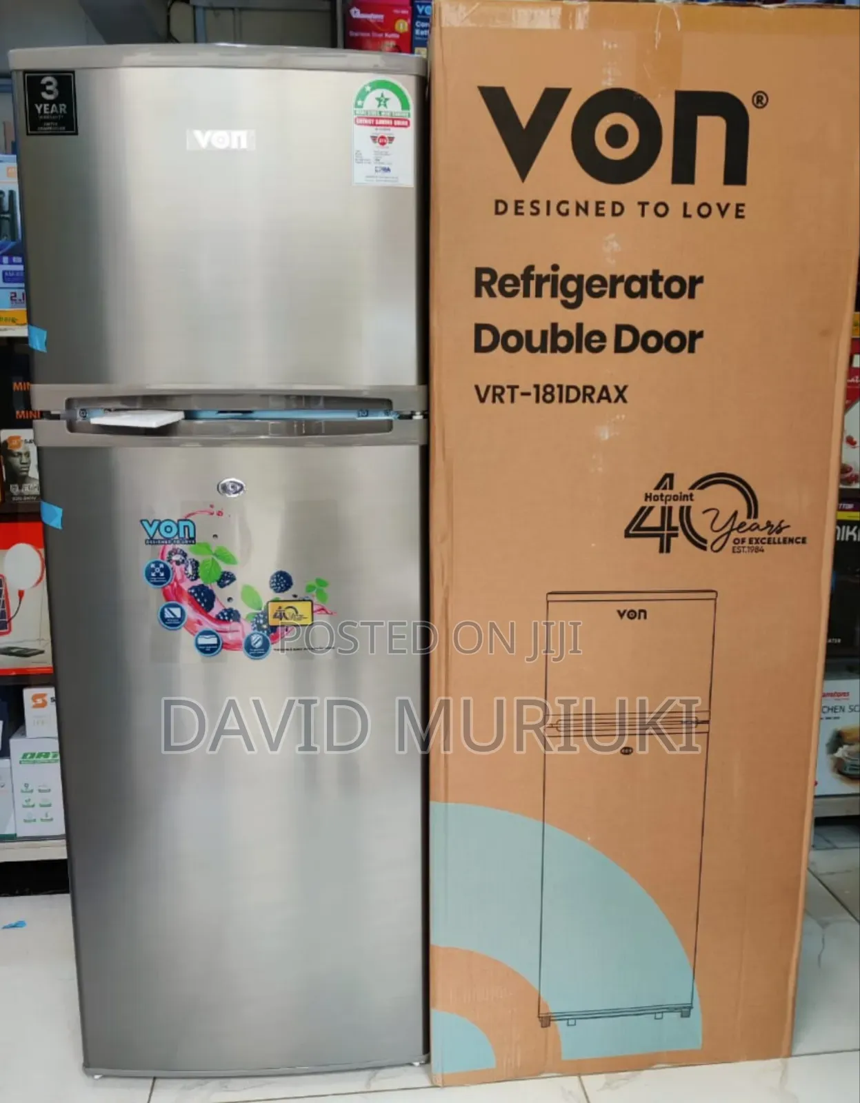 Von Double Doors Fridges 181litres Direct Cool