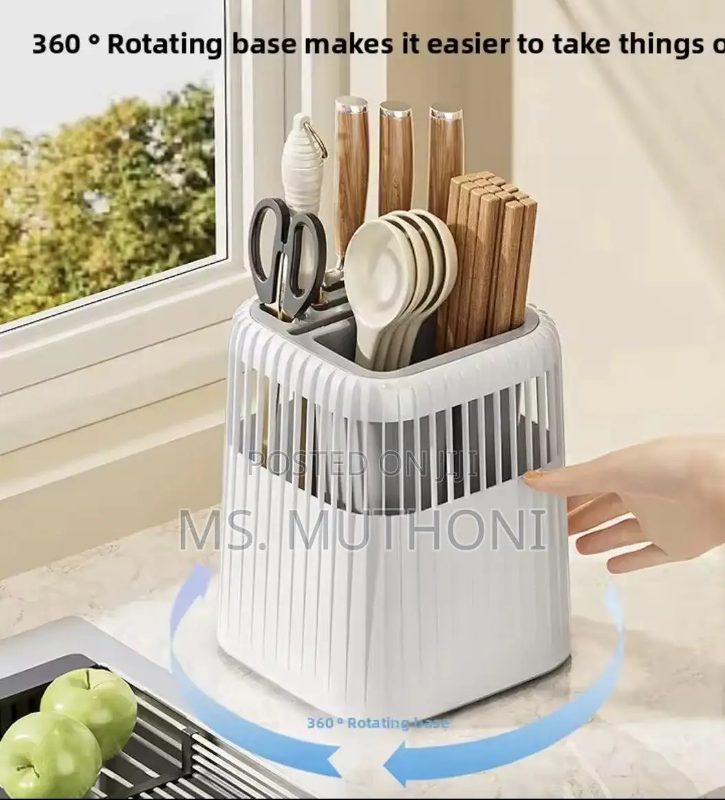 Multi-Functional Rotating Knife Utensil Rack