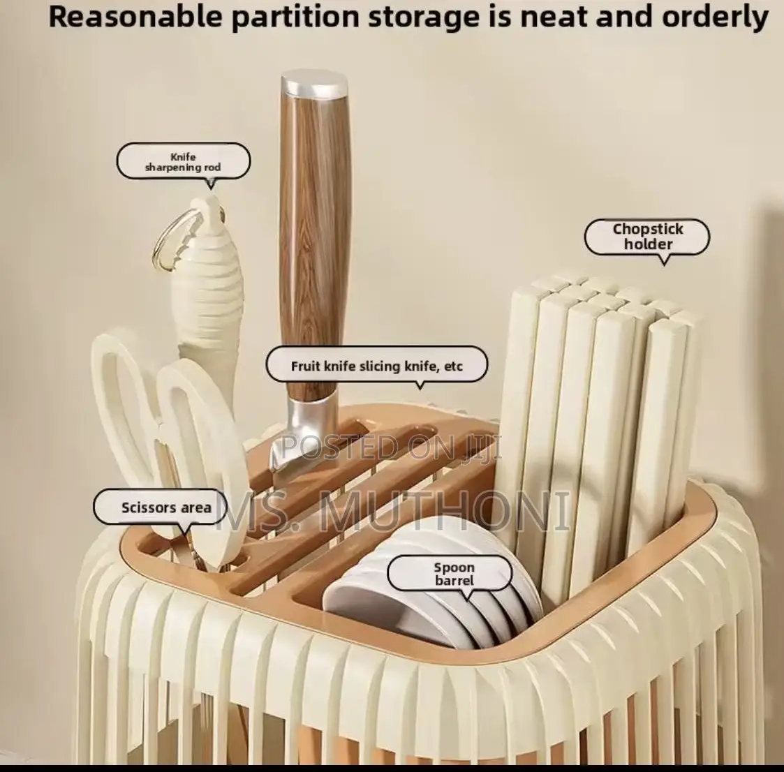Multi-Functional Rotating Knife Utensil Rack