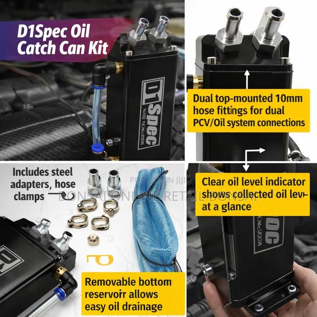 D1spec Universal Oil Catch Can Kit for PCV Engine System - thumbnail 3