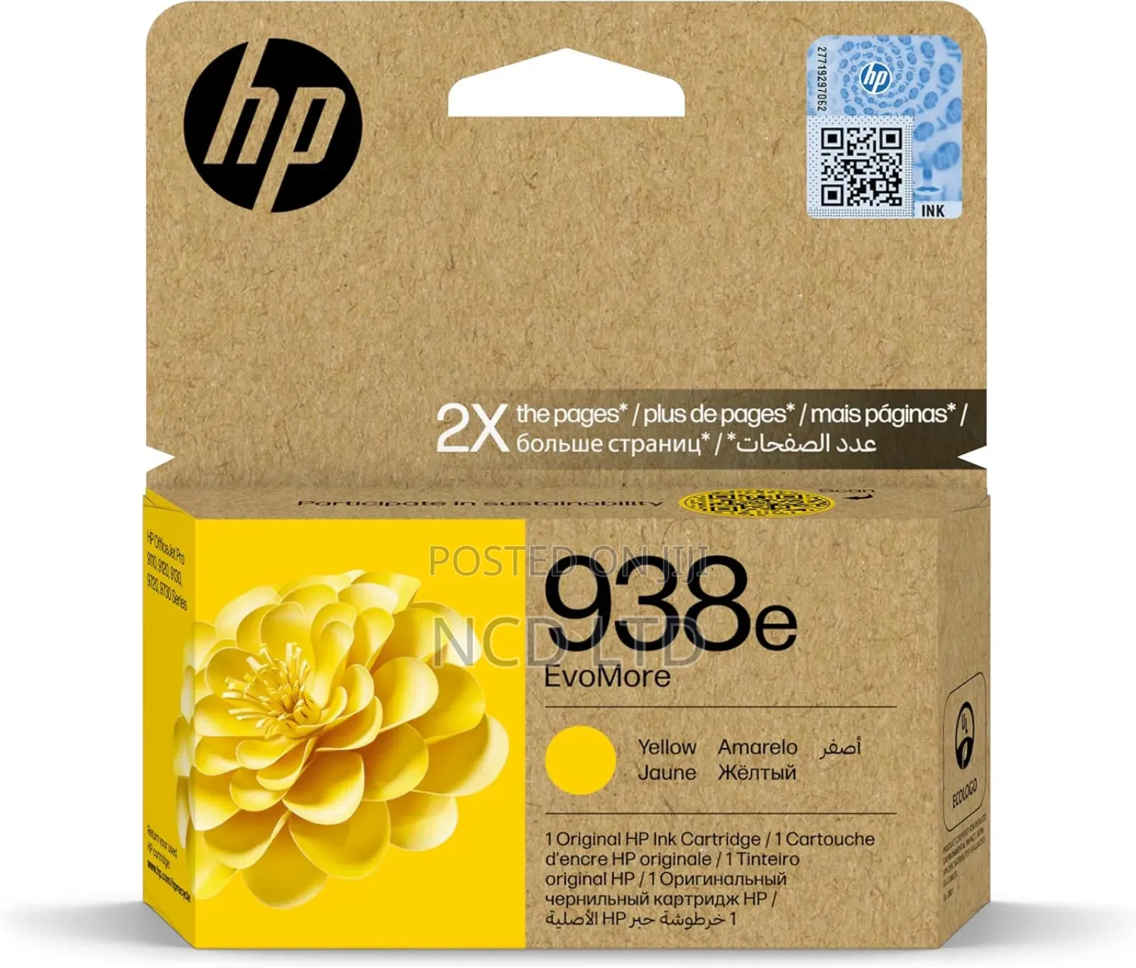 Hp 938e Evomore Yellow Original Ink Cartridge Works With Hp 9720,9730