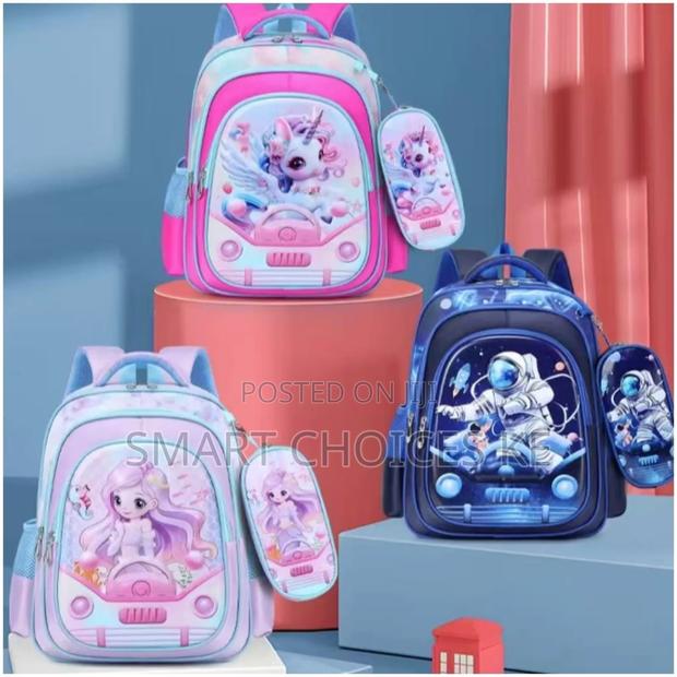 High-capacity 3d Cartoon Two-piece School Backpack Set