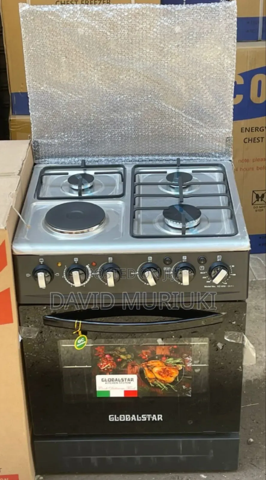 Black 60*60 Globalstars Jet 3+1 Standing Cooker With Electric Oven