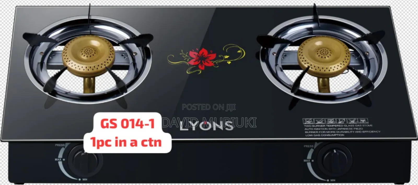 Ailyons Glass Table Top 2burners Black