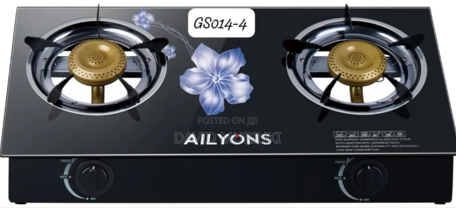Ailyons Glass Table Top 2burner Black Best Quality
