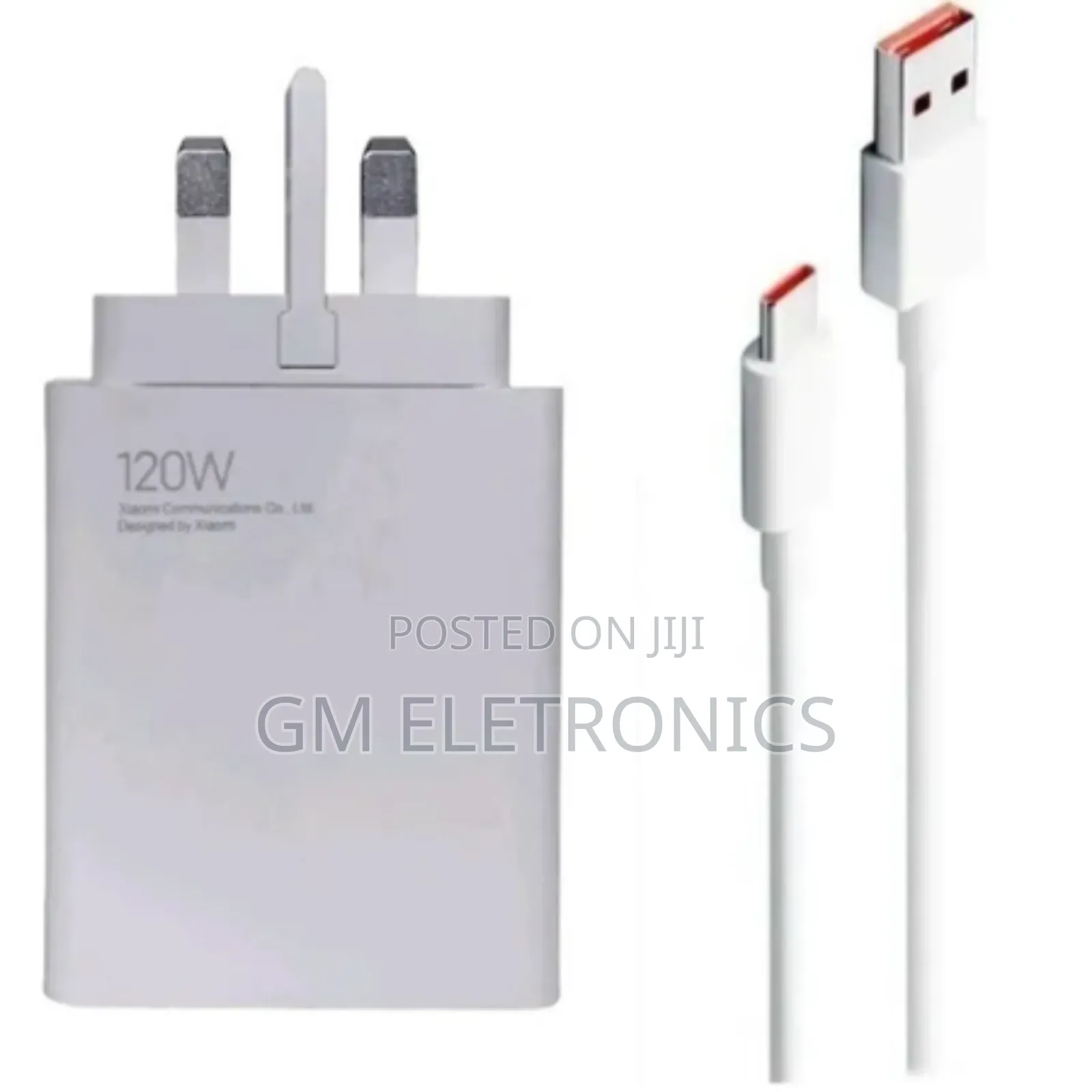 Uk Plug 120w Ultra Fast Charger With Usb-C 6a Cable.