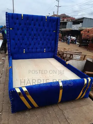 Royal Blue Cheaster Bed With Gold Details
