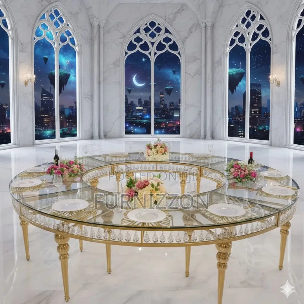 Modern Round Glass Top Wedding Table for Events
