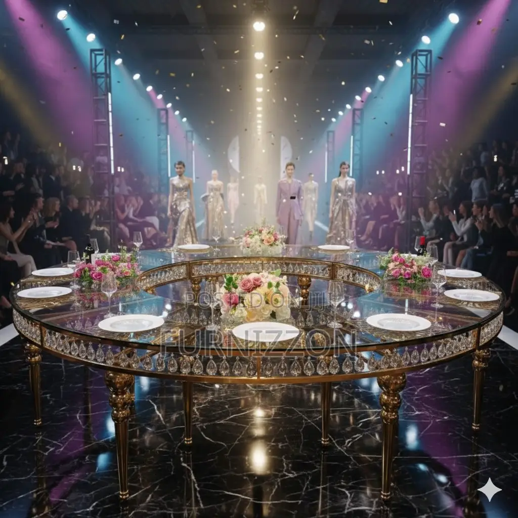 Stylish Gold Circular Table for Wedding Decor