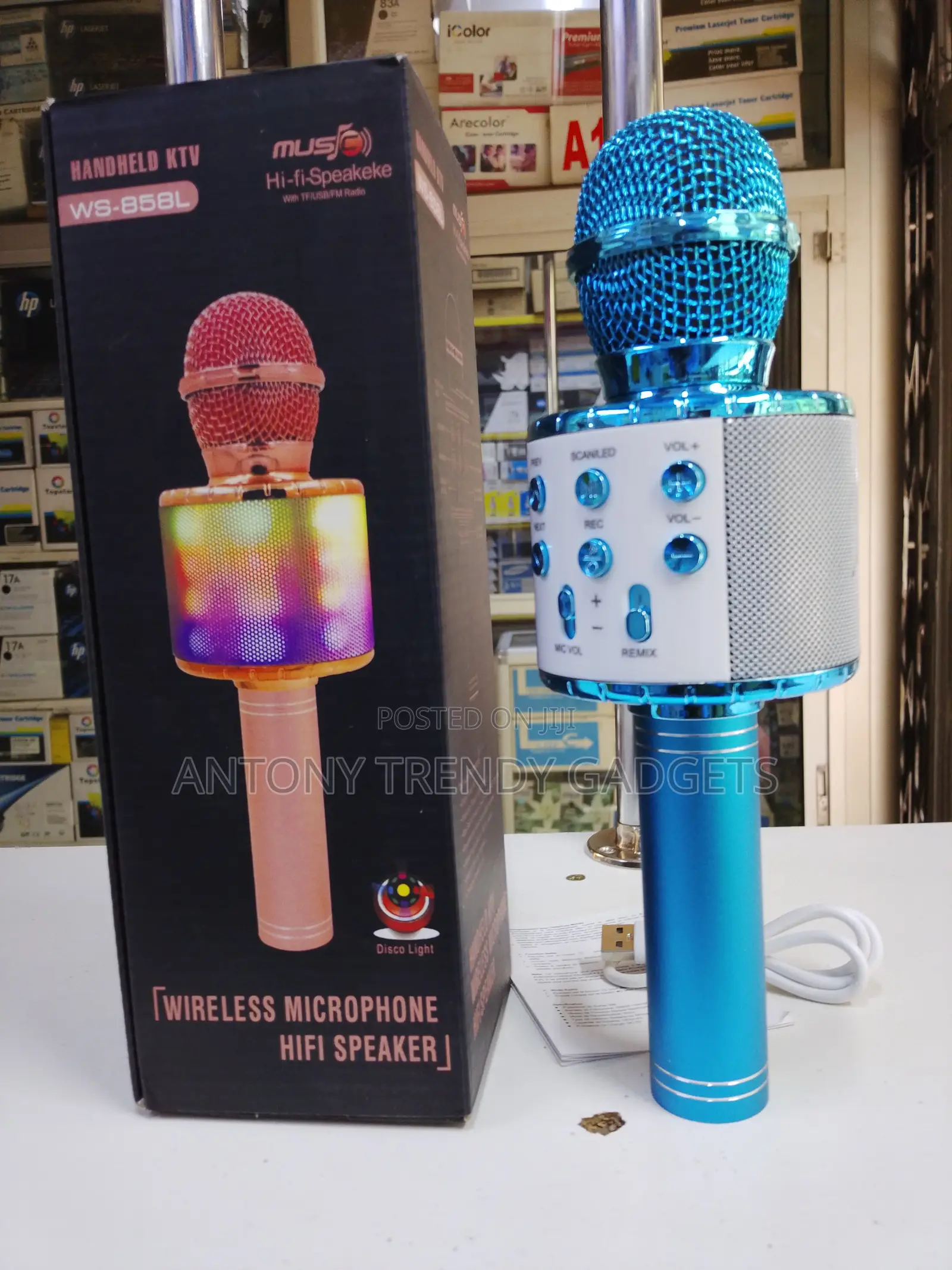 Wireless Karaoke Microphone Ws-858l Hifi Speaker 5w