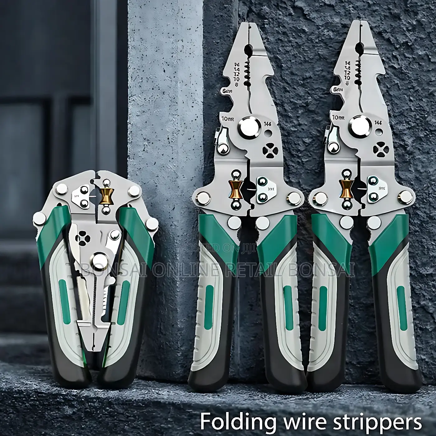 Folding Wire Stripper Crimper Cutter With Non-Slip Grip Handles