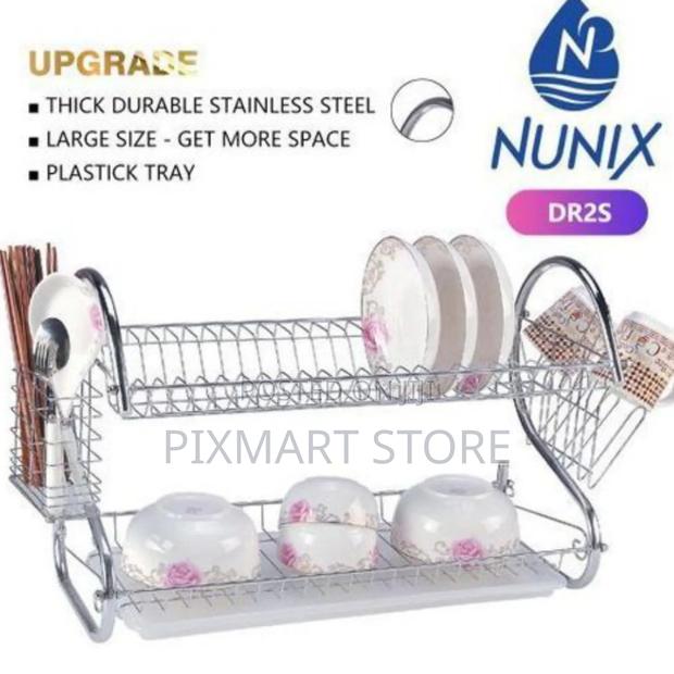 Nunix 2-Tier Stainless Steel Kitchen Utensil Dish Rack Organizer