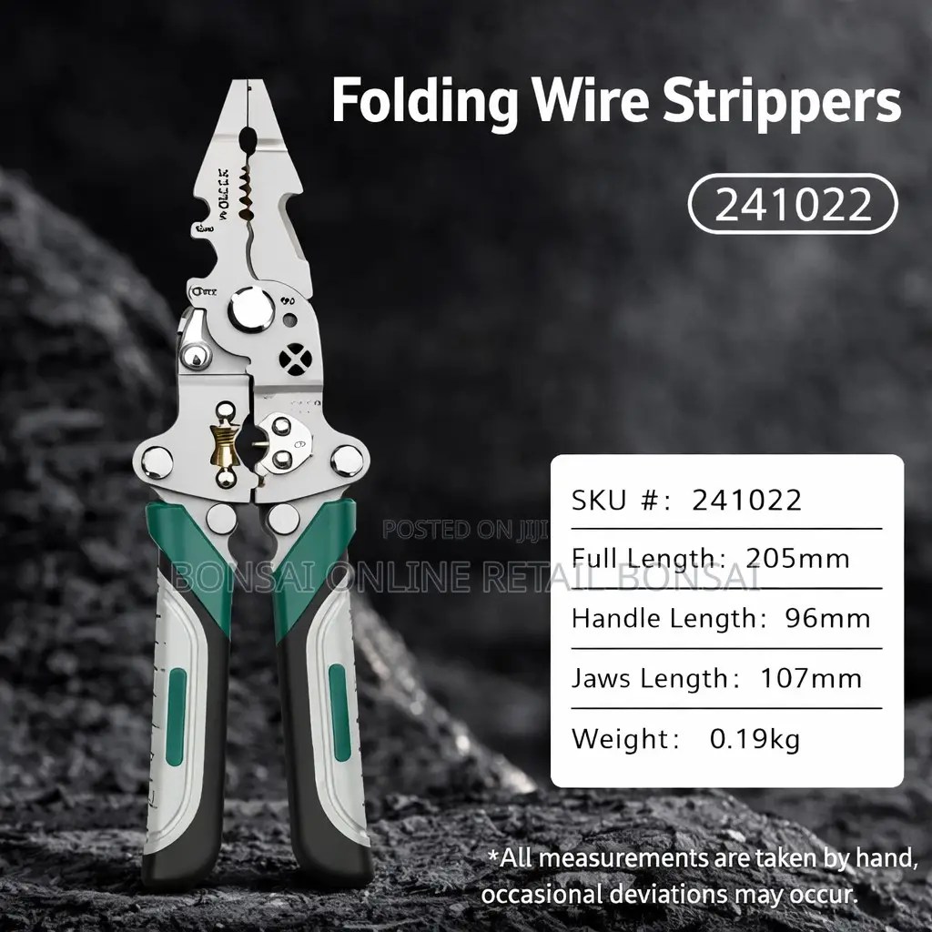 Folding Wire Stripper Crimper Cutter With Non-Slip Grip Handles