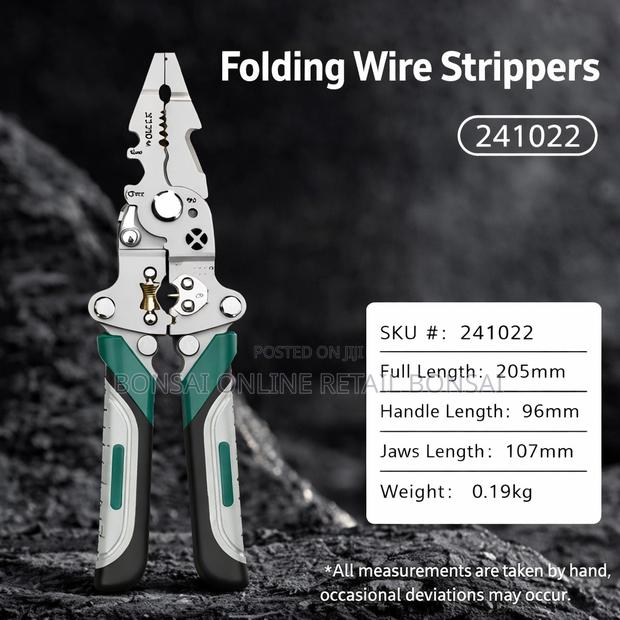 Folding Wire Stripper Crimper Cutter With Non-Slip Grip Handles - thumbnail 2